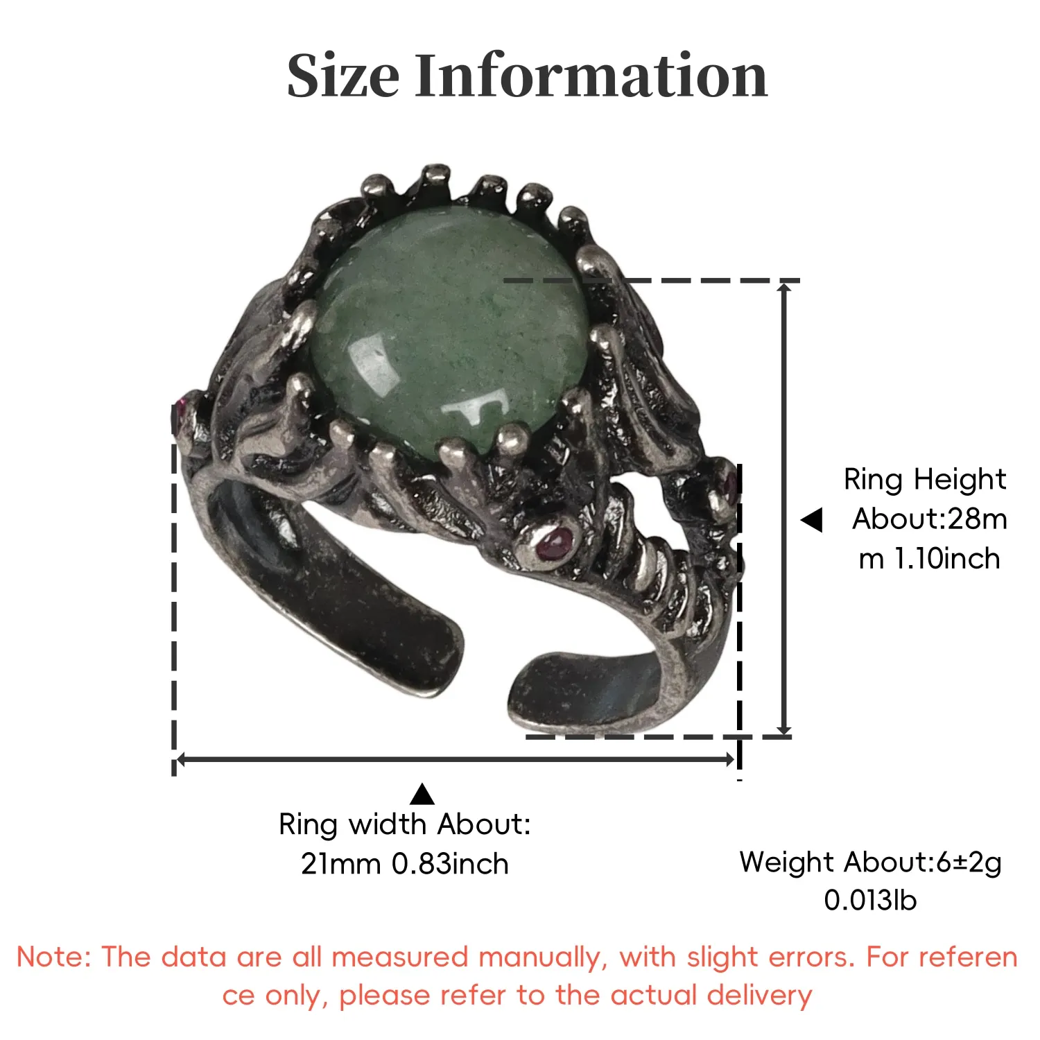 Gothic Vintage Black Dragon Claw Adjustable Rings for Women Men Punk Natural Stone Amethyst Opal Obsidian Witchy Jewelry Gift view 3