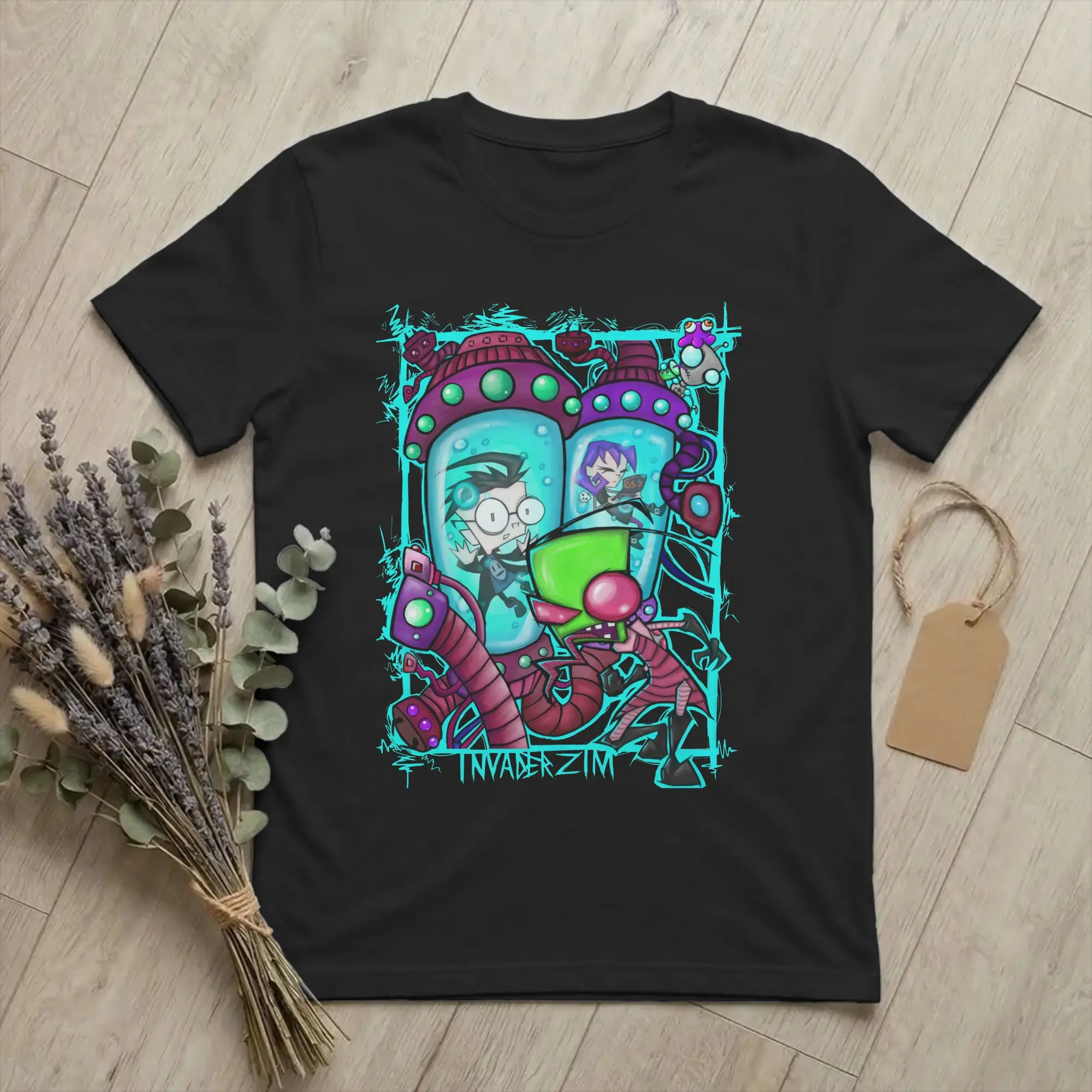 Invaders Zims Men Women's T Shirt  Vintage Tee Shirt Short Sleeve Crewneck T-Shirts 100% Cotton Printed Clothes