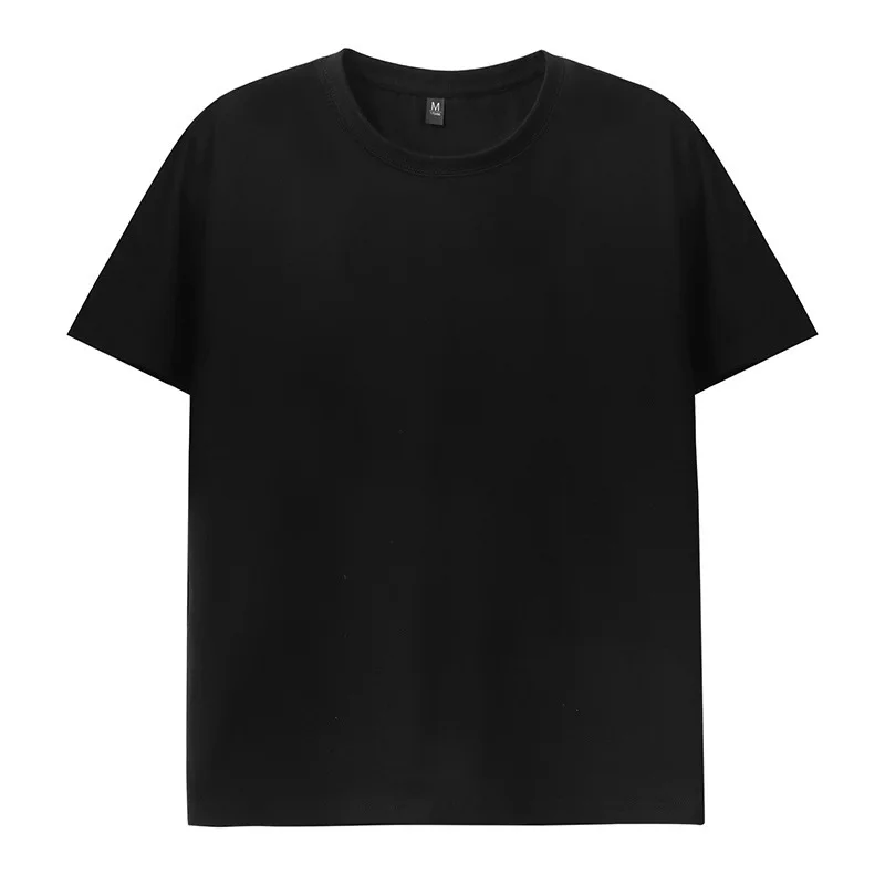 round neck short sleeve combed cotton drop shoulder T-shirt simple and loose couple