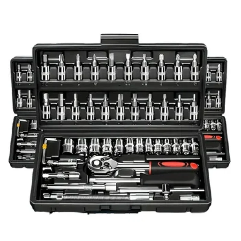 

46pcs Complete Ratchet Socket Tool Set – Carbon Steel Hand Tools for Car, Motorcycle & Off-Road Repair with Portable Tool Box