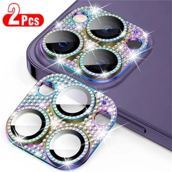 2Pcs Diamond Glitter Rhinestone Metal Camera Lens Protector for iPhone 16 15 14 13 Mini 16 Pro Max Plus 16Pro 15Pro Glass Cover