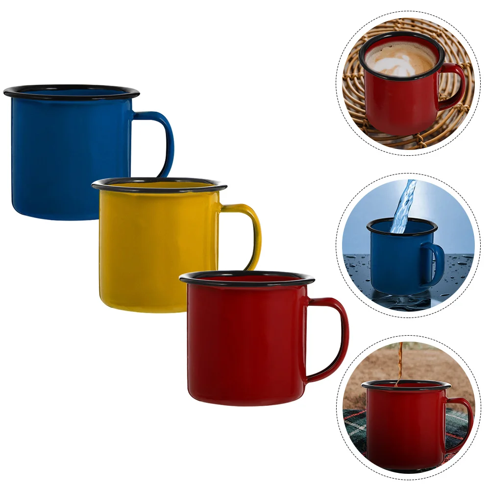 

3 Pcs Enamel Mug Mugs Breakfast Tea Cups Camping Juice Storage Safe Water Coffee Baby Know