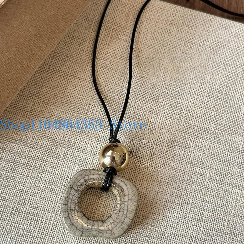 652F Long Sweater Chain Resin and Nylon Cord Texture for Youthful Trendsetters