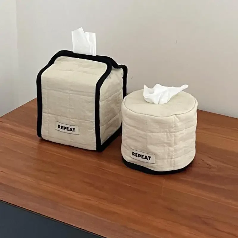 1Pcs Tissue Paper Storage Box Space-saving Round Square Roll Paper Tissue Case Table Decor Tissue Bag Living Room Storage Napkin