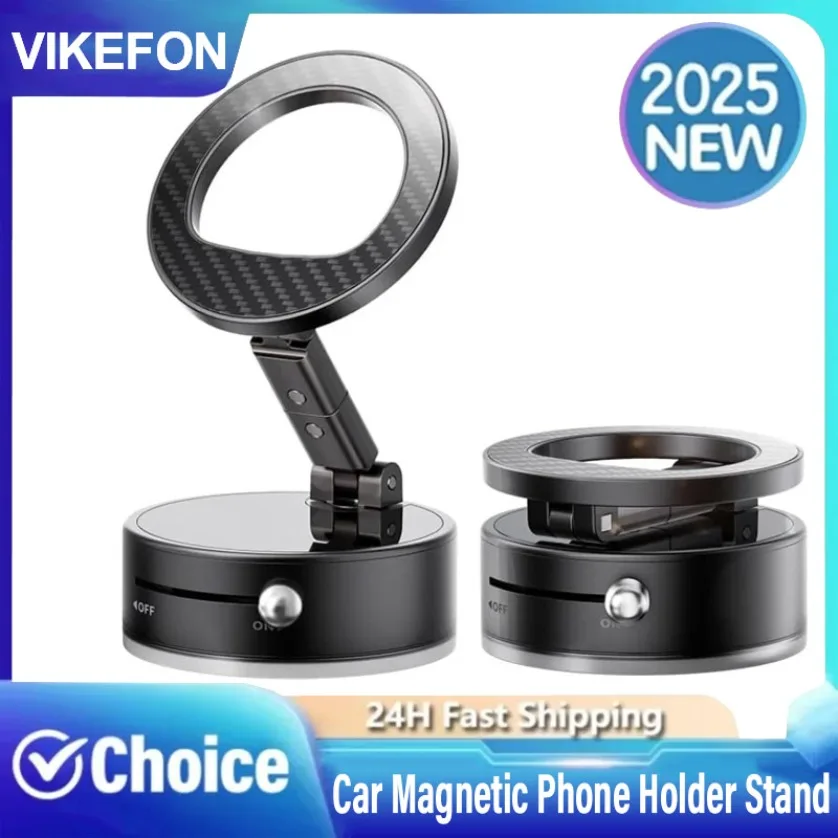 360 °   회전식 진공 흡착컵 접이식 차량용 진공 마그네틱 폰 홀더 (맥세이프 아이폰 17~12 프로 맥스 휴대폰 거치대)