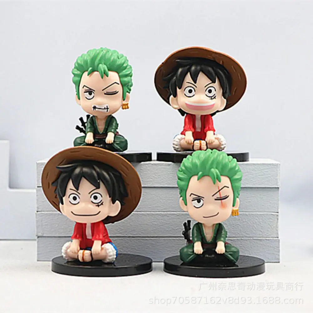 Figura de Anime de una pieza, Monkey D Luffy, Roronoa Zoro, juguetes Kawaii Q, decoración de coche, modelo de PVC, regalo, adornos para el hogar, 7cm