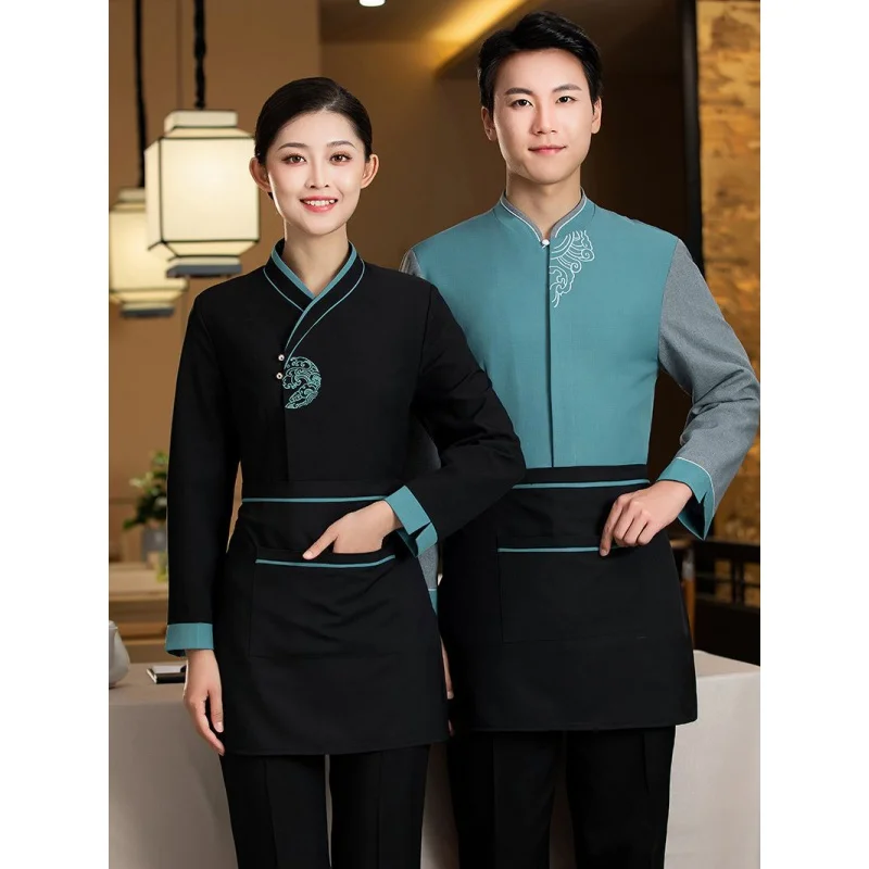 New Hotel Waiter Workwear Long Sleeve Women's Chinese Restaurant Restaurant Hot Pot Tea House Special Catering Autumn and Winter