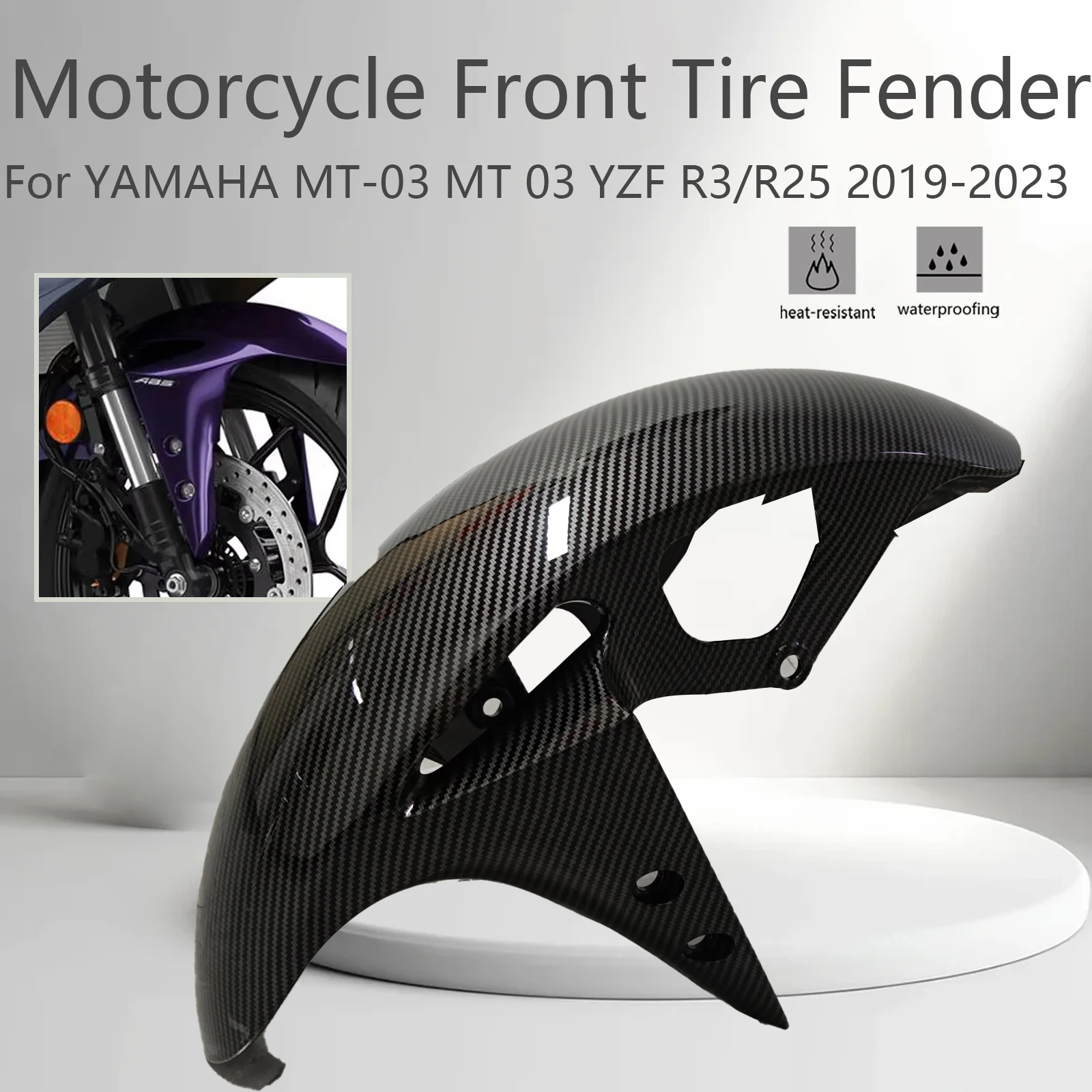

For YAMAHA MT-03 MT 03 YZF R3/R25 2019-2023 Motorcycle Front Tire Fender Guard Hugger Fairing ABS Carbon Fiber Color ﻿