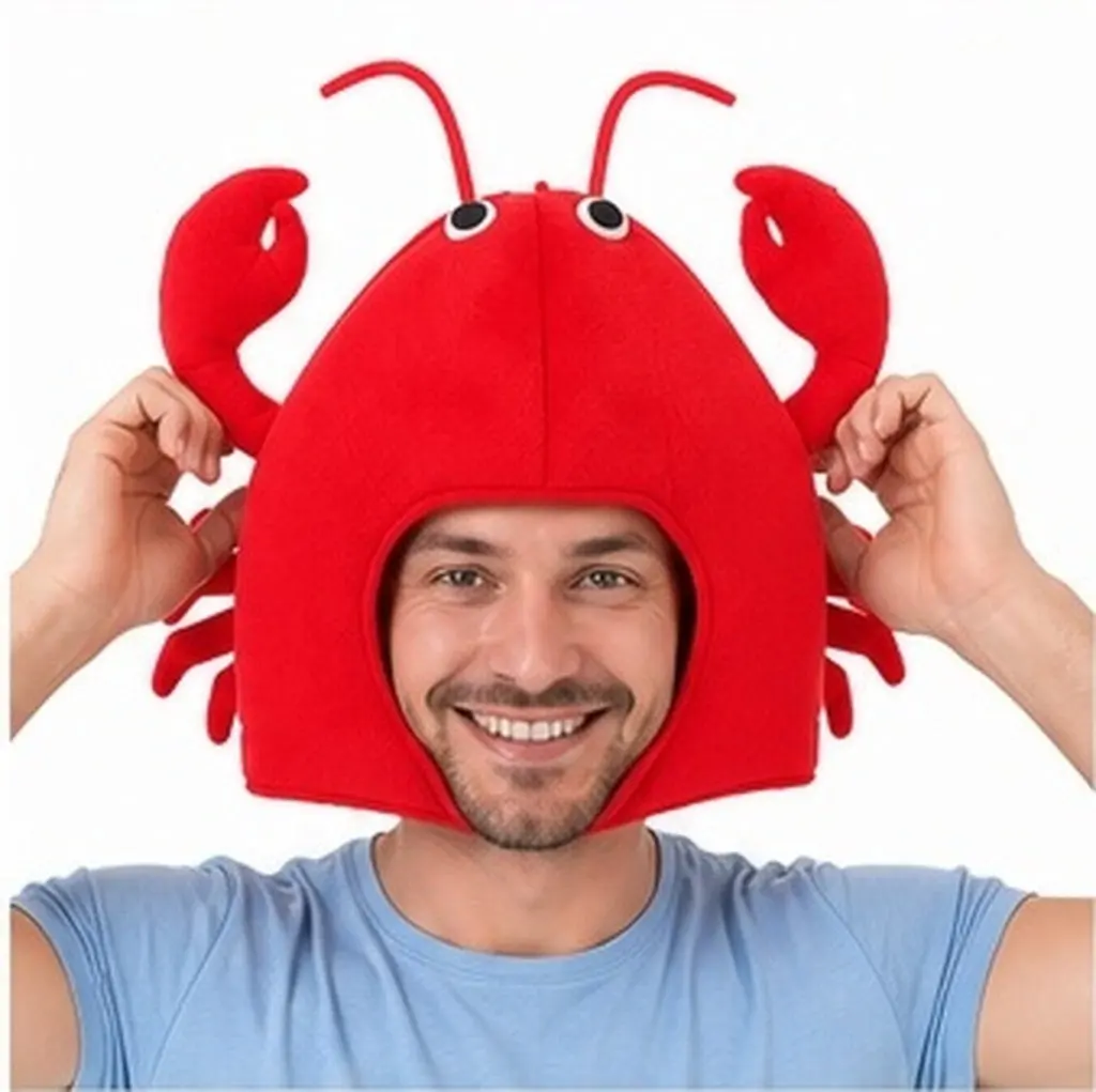 Lobster Hat Realistic Design Adjustable Strap Headpiece for Beach Theme Parties Halloween Festivals Adults Children
