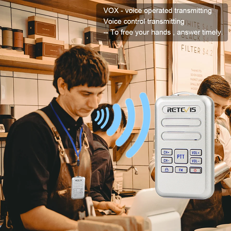 Retevis RT20 Mini Walkie Talkie Transceiver 2-Wege-Radio Walk Talk PTT Radio Comunicador Walkie-Talkies für Restaurant Hotel Home – Detail 6