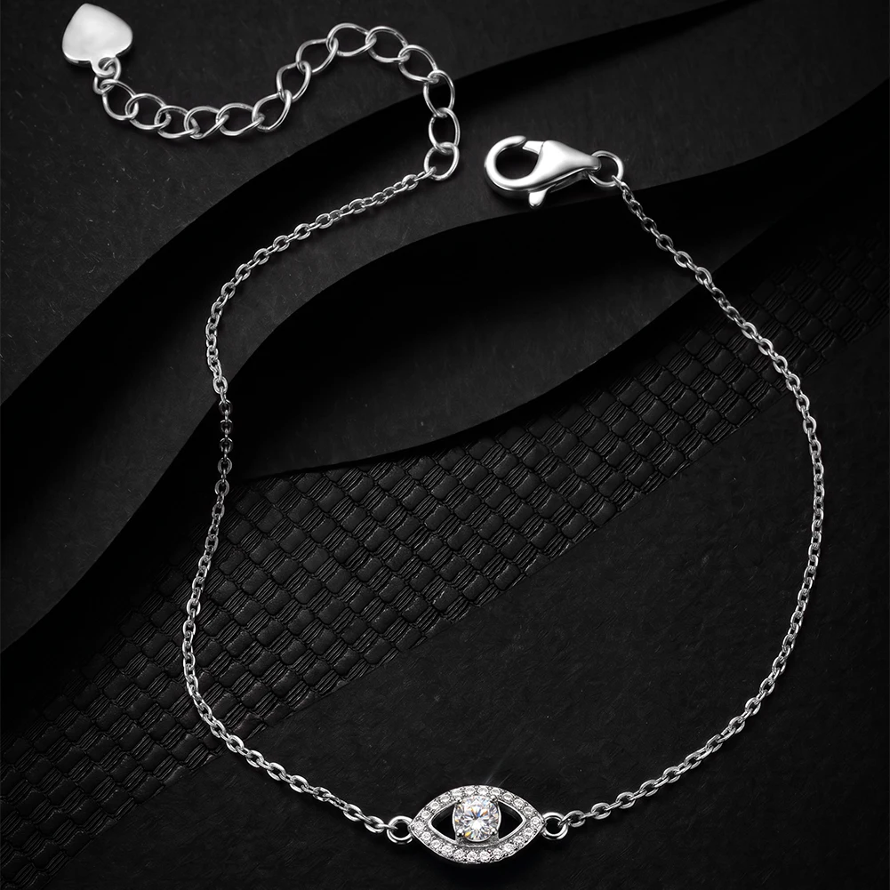 KISS MANDY 925 Sterling Silver Classic Evil Eyes Moissanite Chain Bracelet For Women Exquisite Diamond Wedding Jewelry SMOB11 5