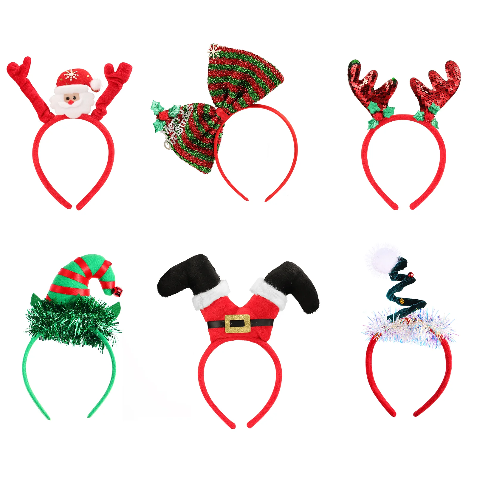 Frcolor 6 pçs tiaras de natal fantasia natal headwears aros de cabelo acessórios para o cabelo crianças adultos festa de natal favores