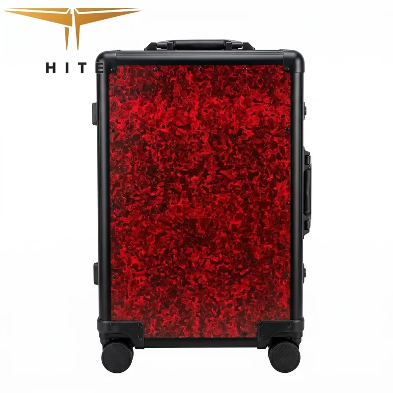 Custom red carbon fiber woven waterproof, lightweight and durable carry-on luggage for business travel