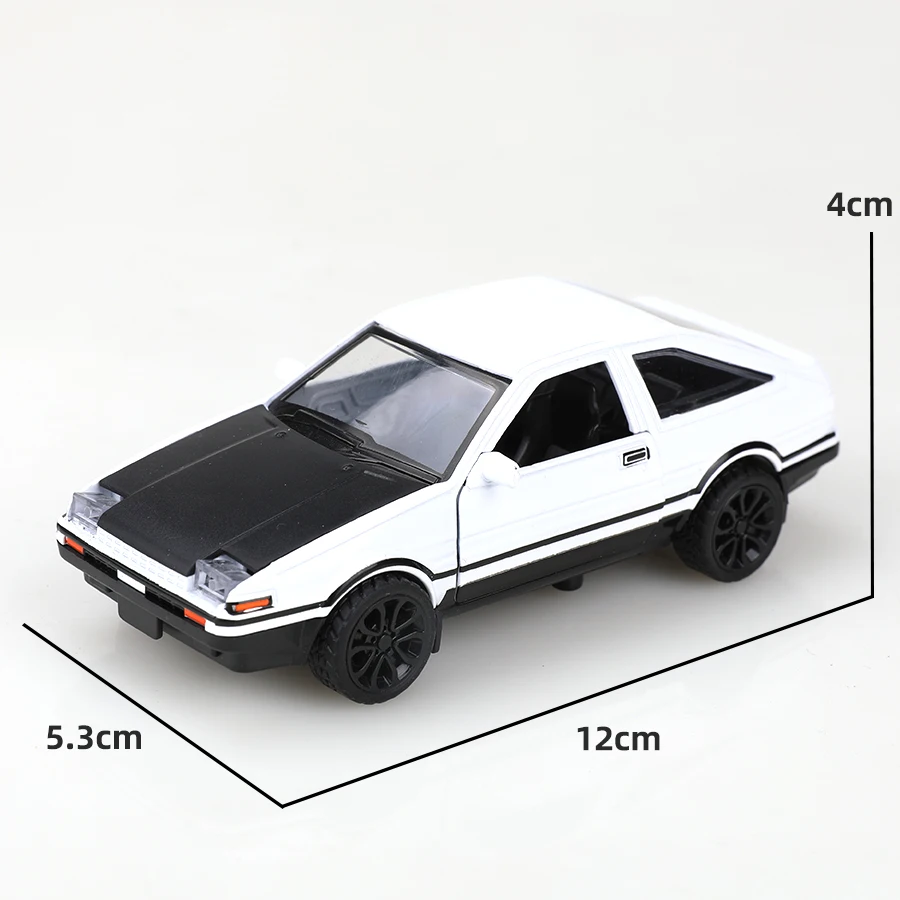 (Encíado) 1:36 coche en miniatura de aleación de metal Takumi Fujiwara Toyota AE86 inicial D extraíble adornos de coche colección juguetes para niño