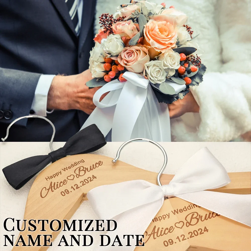 

Custom Wedding Dress Hanger Personalized Wedding Hanger Personalised Bridal Hanger Engraved Names and Date Bridal Shower Gifts