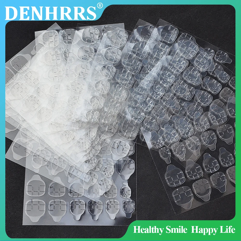 50 ورقة 24 قطعة/ورقة مزدوجة الوجهين أظافر صناعية الفن لاصق الشريط الغراء هلام واضح علامات التبويب مقاوم للماء مسمار