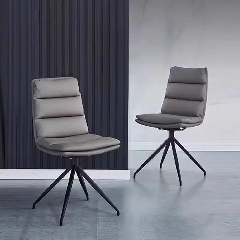 Simple modern back chair, light luxury Nordic, rotatable dining chair, household casual leather stool, dining table