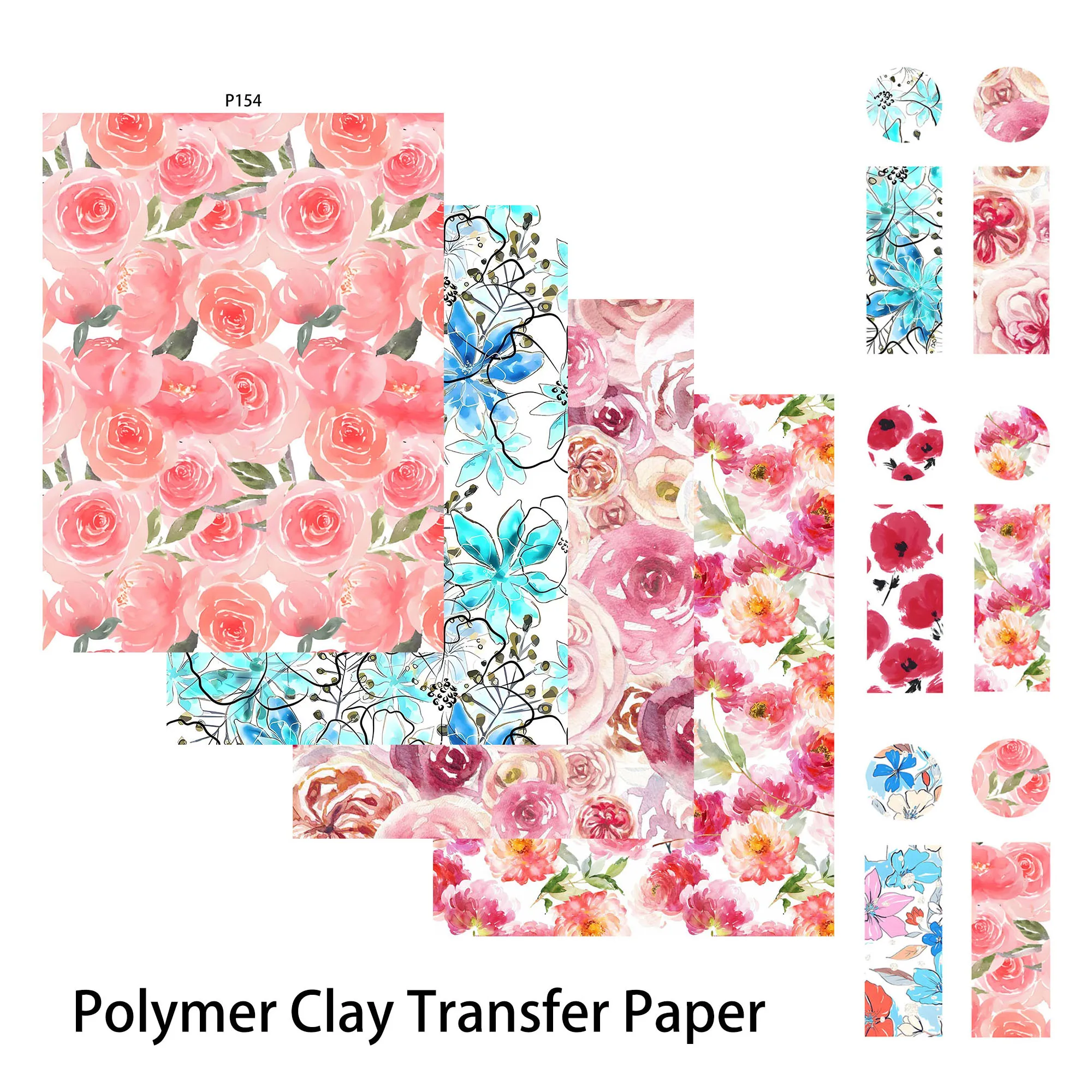 Natural Series Floral Pattern Colored Polymer Clay Transfer Paper Disposable Stickers Printing Paper Clay Earrings Making Tool