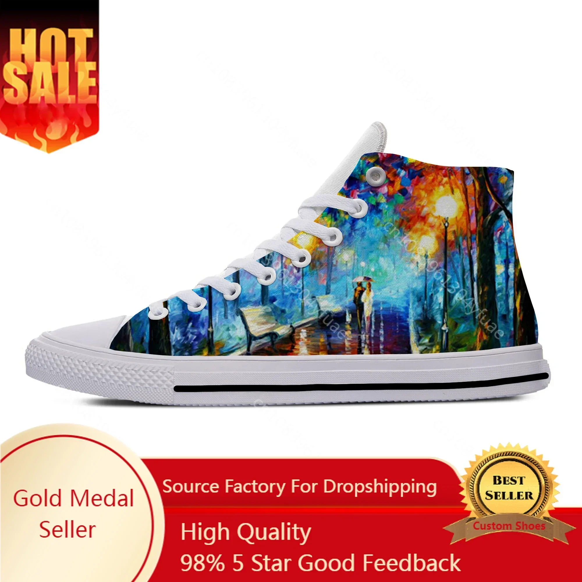 

Hot Summer Van Gogh Oil Painting Aesthetic Starry Night Cool Casual Shoes High Top Lightweight Men Women Breathable Sneakers