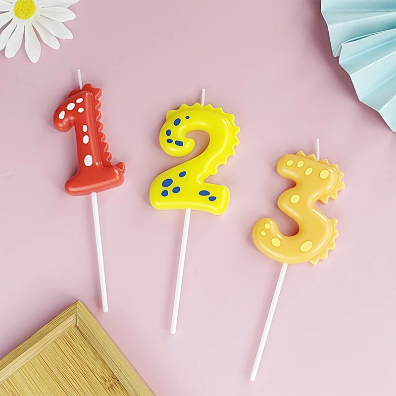 Dinosaur Digital Candles Cake Decorations Topper Age Years Happy Birthday Holiday Animals Colorful Party Supplies Boy