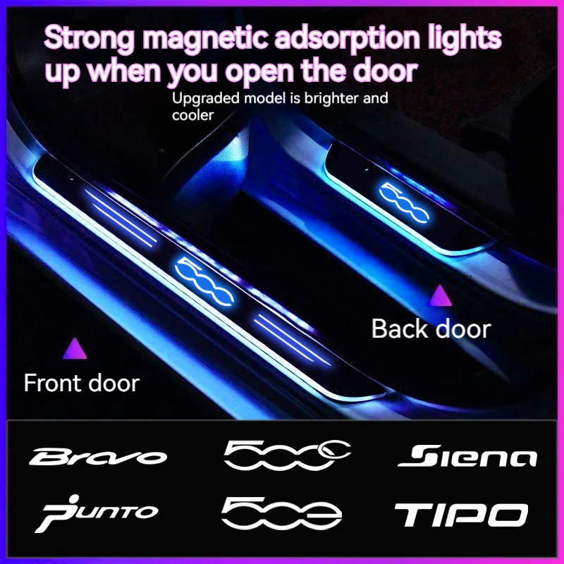 Car door welcome light pedal threshold light car atmosphere light For Fiat 500x 500l 500e 500c 500 Bravo Siena Punto Panda