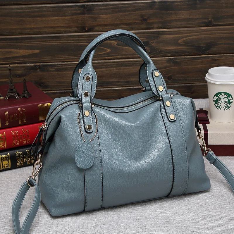 GPR Retro Leather Ladies Boston Bags Handbag Women Korean Female Shoulder Bag Fashion Tote Bag