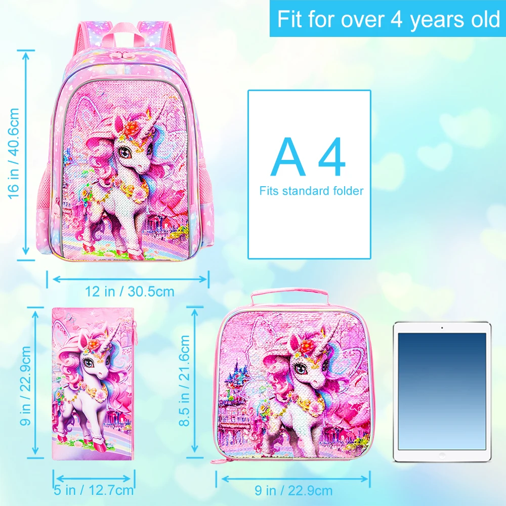 3PCS Backpack for Girls , 16\