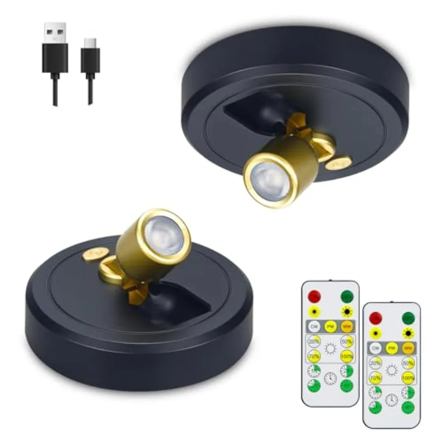 

Rechargeable Wirel Battery Spotlight Indoor for Plant Trees at Home Remote Control with 3 Colors Lighitng Mini Dimmable Uplight