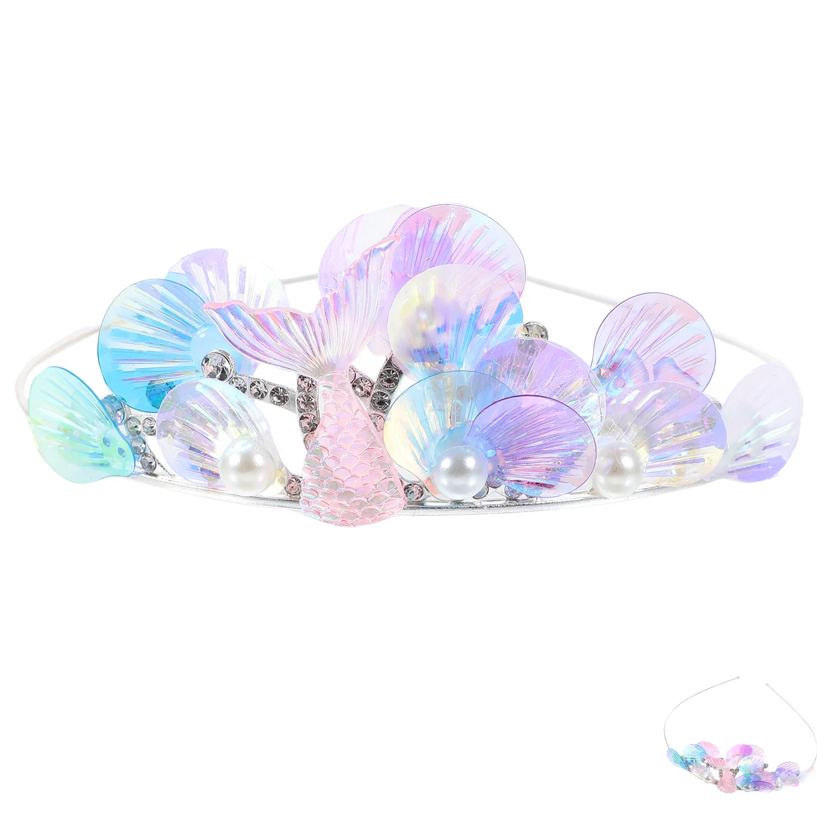

Mermaid Headband Girls Crown Rhinestone Hair Accessories Birthday Tiara Metal Crowns Hairband Ocean Theme Party