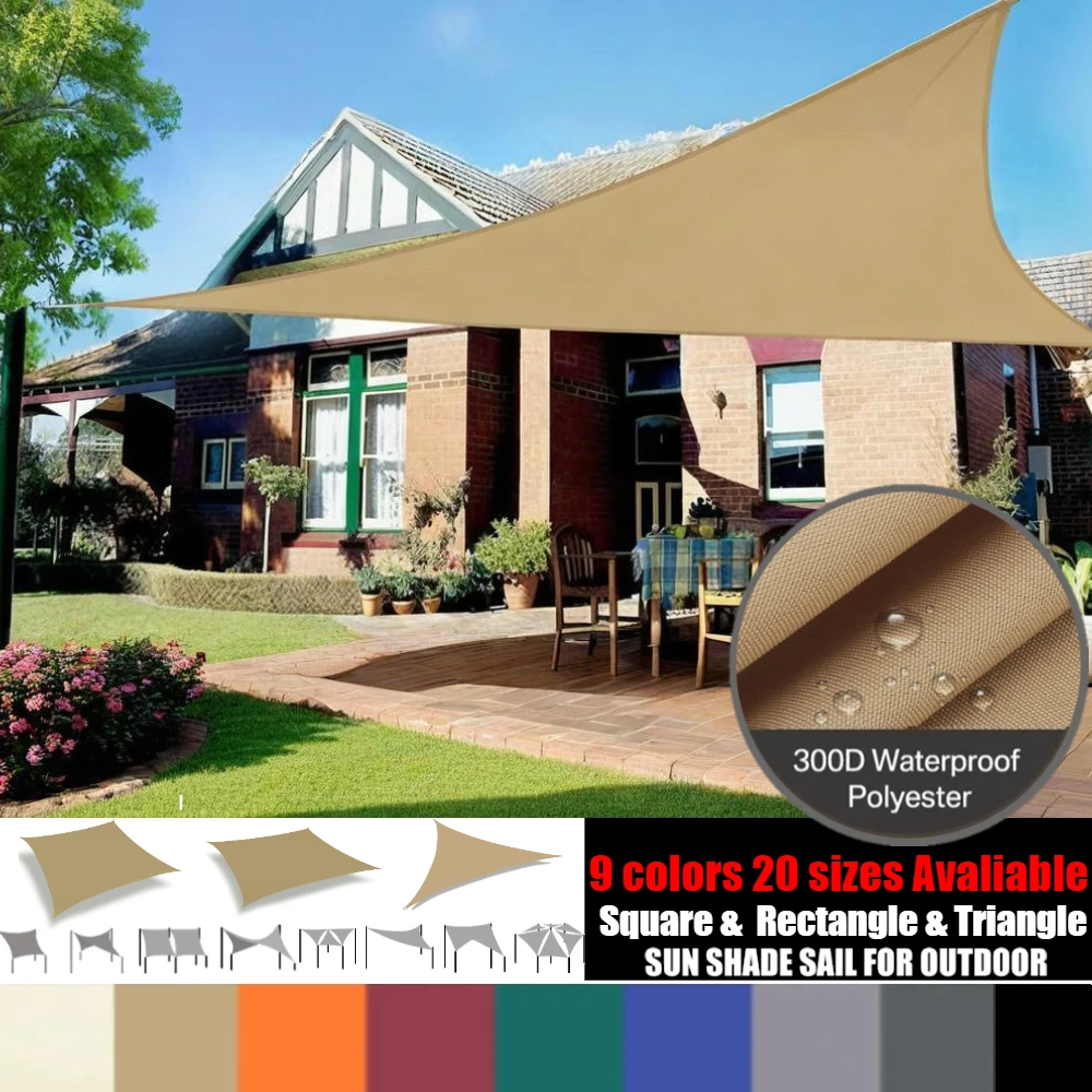 

Прочный солнцезащитный тент-парус (треугольный/прямоугольный) с УФ-защитой, водонепроницаемый, для сада, бассейна, улицы, затенение для двора, экран для обеспечения приватности