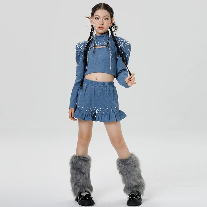 2024 New Western Cowboy Style Children's Model T-Stage Fashion Show Costume Retro Style Set Girls' Jazz Dance Outfits XH1244