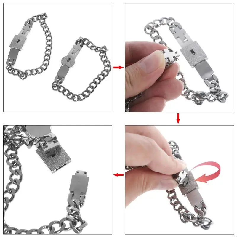 

HXBA 2 Pieces/Set Matching Bracelets Gift for Couples Lover Heart Lock for Key Bracelet Stainless Steel Lock for Key Bangle B