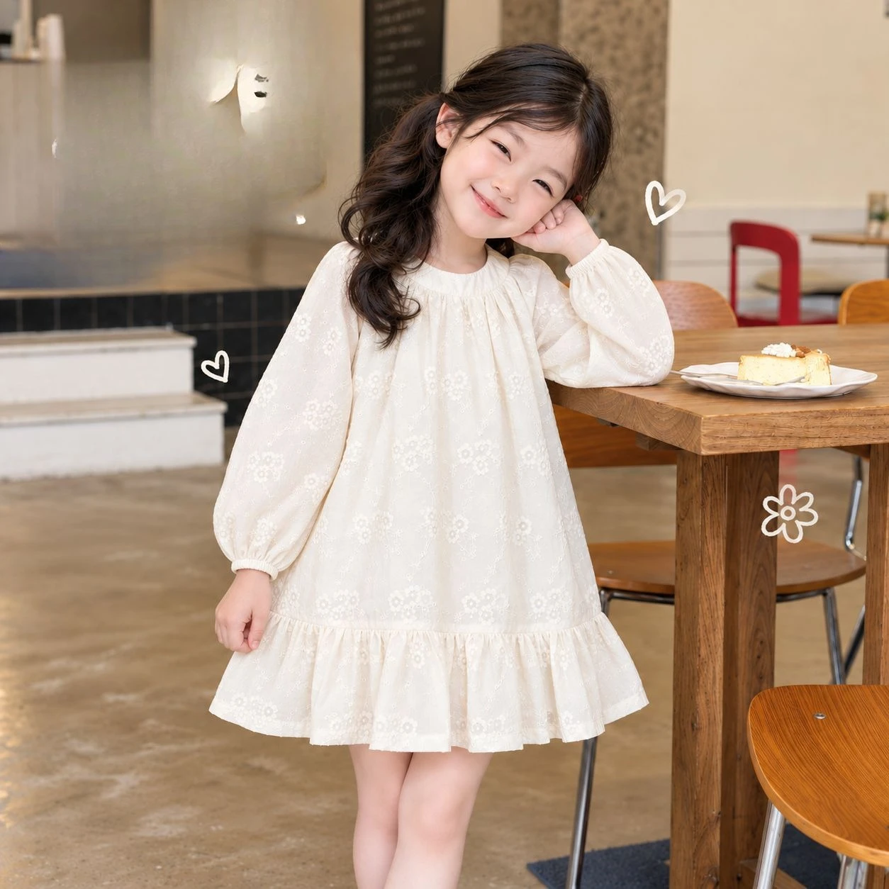 Dress 2026 Spring and Autumn New Girl Lace Collar Long Sleeve Pure Cotton Princess Dress Baby Sweet and Cute