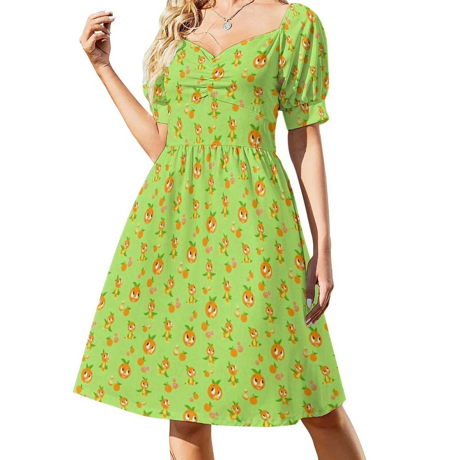 

Hello Sunshine! - Orange Bird (green background) Short Sleeved Dress summer dresses womens 2025 bandage dress Dress