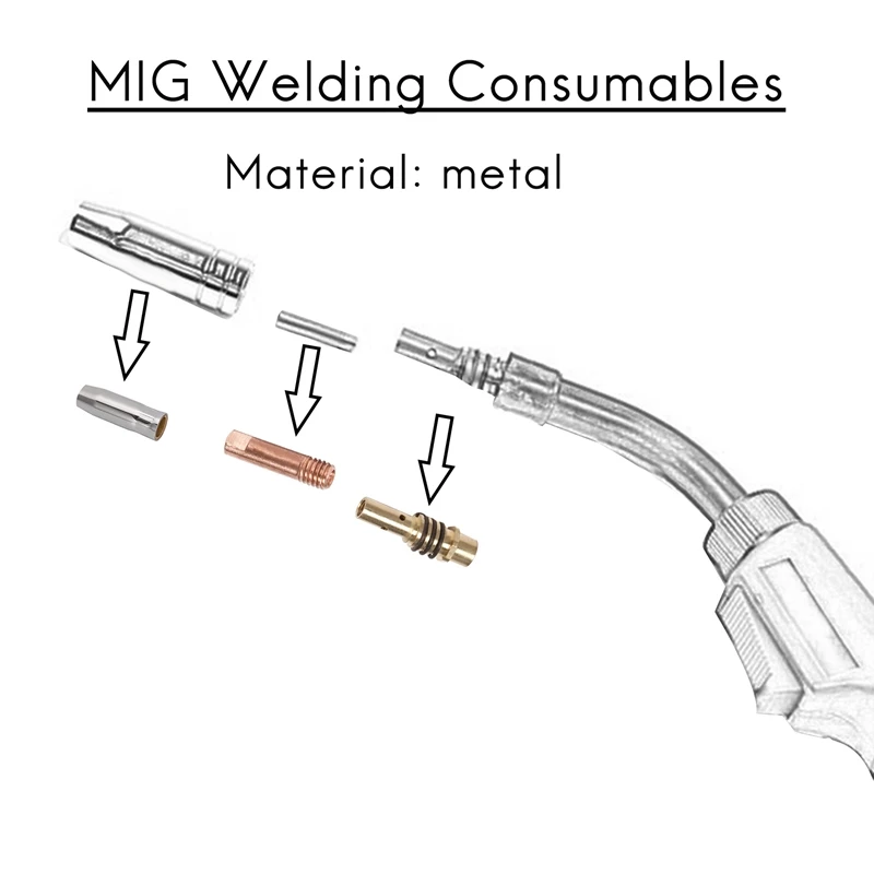 18 Stück Schweiß brenner Kit Kontakts pitze 0,8mm m6 & Spitzen halter Diffusor & Schild becher für mb15 15ak mig Schweiß brenner