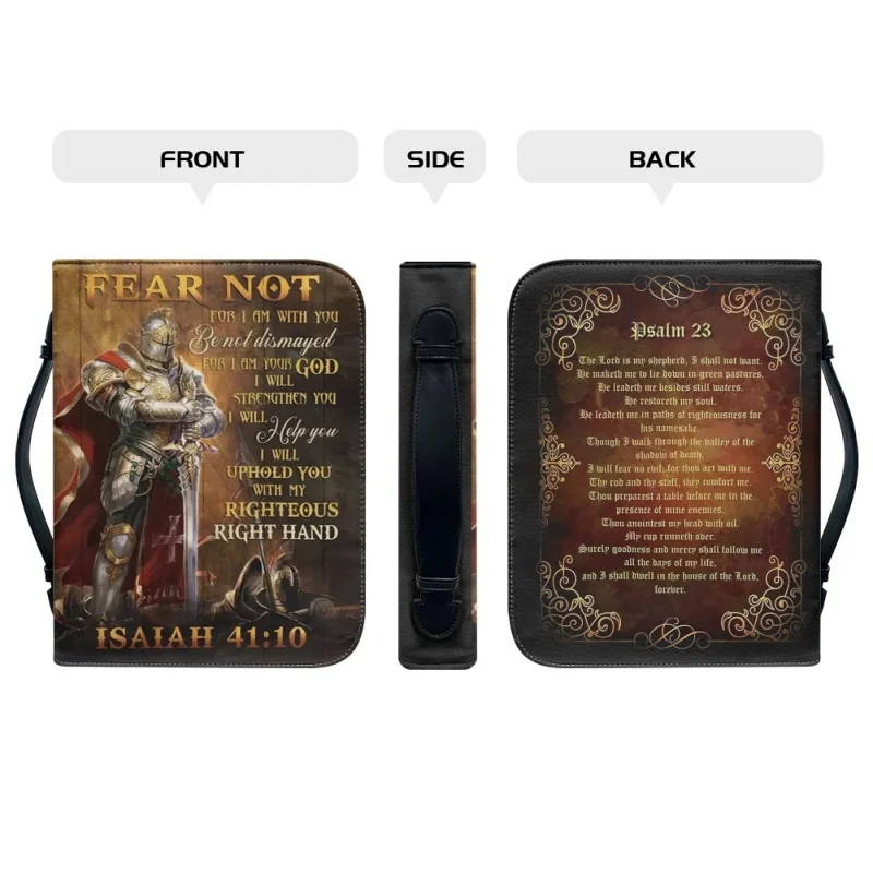 Fear Not Isaiah Warrior funda con estampado personalizado para mujer, bolsos de mano de PU, libro de estudio, cajas de almacenamiento