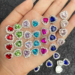 5Pcs Nail Art Sparkle Heart Shaped Designer Charms 12x13mm Alloy Aurora Gems Jewelry Crystal Rhinestones Nail Art Accessories &K