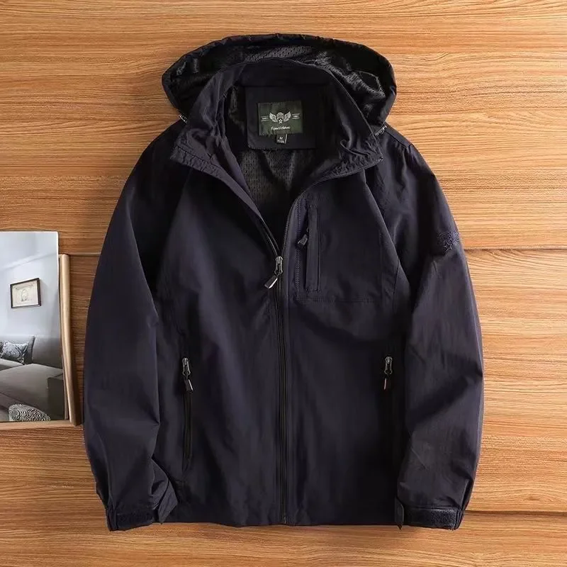 Giubbotto Bomber da uomo con cappuccio giacca a vento da esterno con cerniera tasche impermeabili cappotto abbigliamento sportivo giacca primaverile