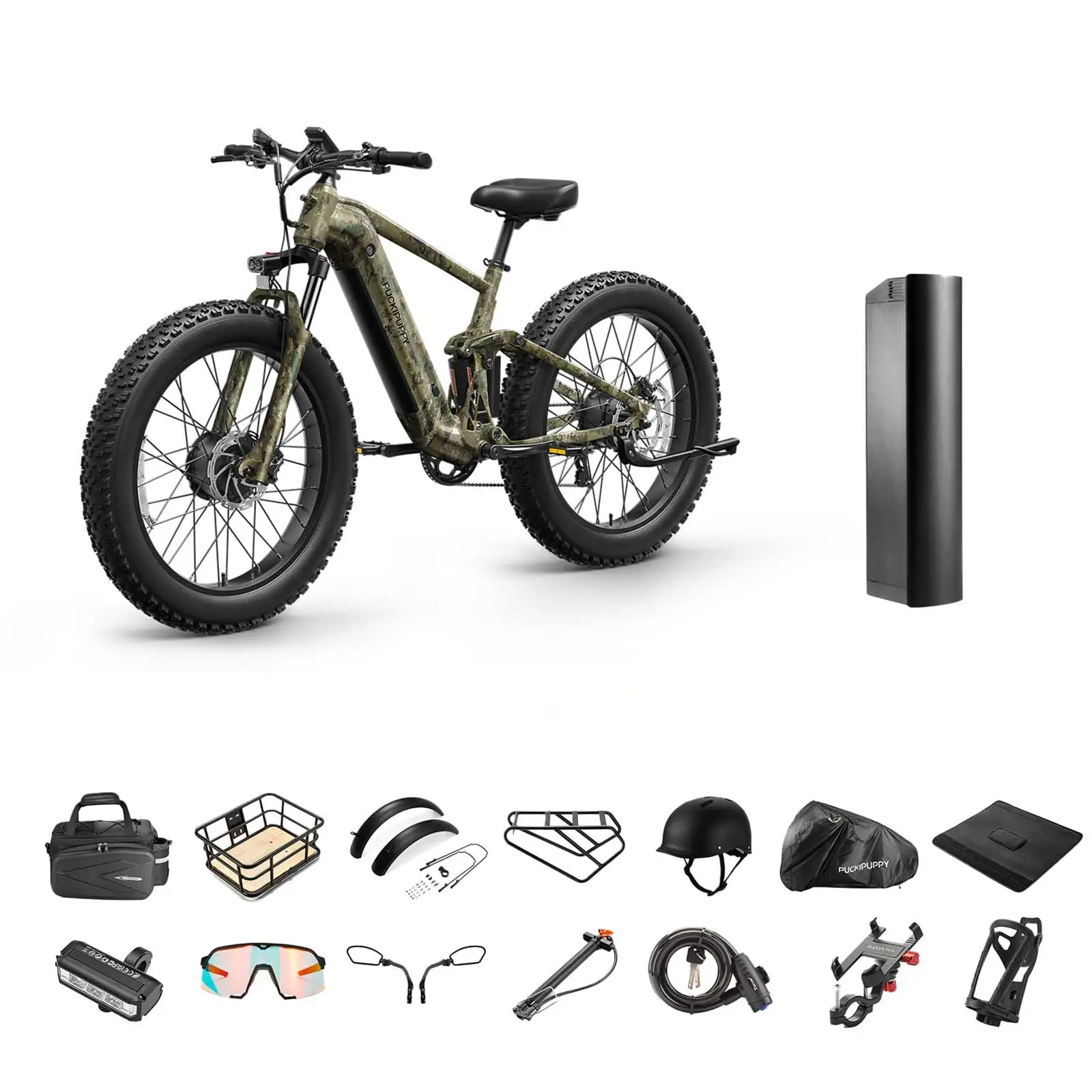 

PUCKIPUPPY Golden Retriever Pro Dual Motor Electric Bike1600W 48V 20AH with Luxury Accessory Pack and Extra 15Ah Battery