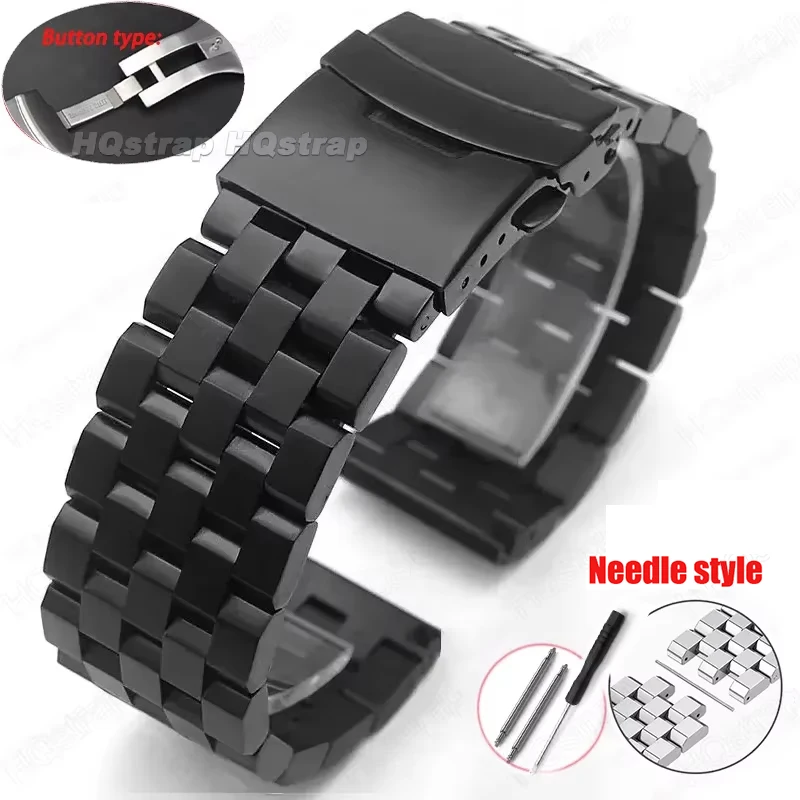Vollständig massives Edelstahlarmband, 18 mm, 20 mm, 22 mm, 24 mm, 26, hochwertiges Uhrenarmband, flache Schnittstelle, Armband mit Werkzeugzubehör
