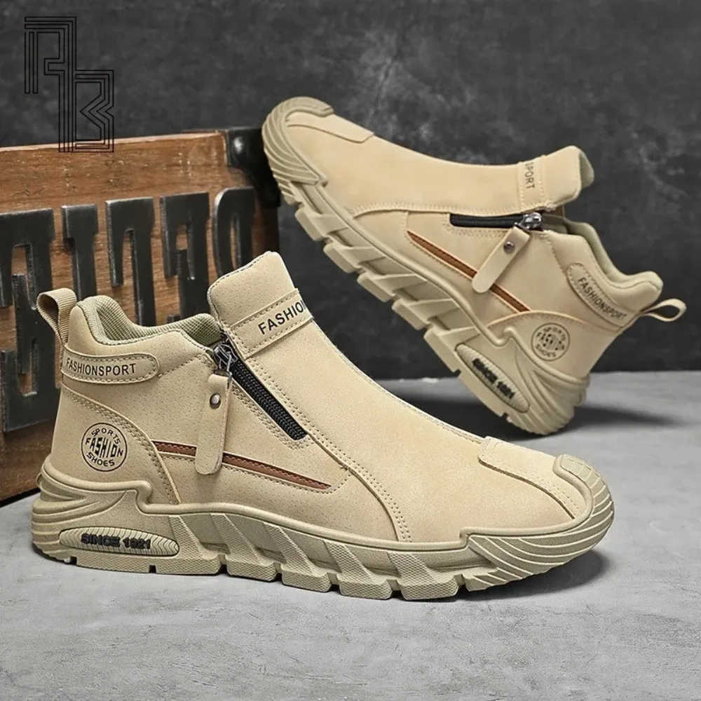 

Men's Four Seasons Non Slip Zipper Closed Hiking Sneakers, Fashionable and Versatile Low Cut Mountaineering Outdoor Casual Shoes