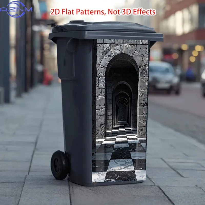 1pc 2D Flat Sticker, Arcade Black And White Stone Texture Theme Design. This Matte Surface Sticker Is Suitable for Indoor And