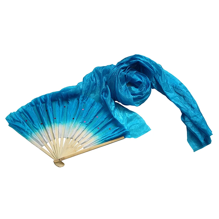 Hot Sell Kid Women Belly Dancing Fan 1 PC Gradient Color Dancer Practice Long Imitation Silk Fans 180cm Rayon Silk Fans