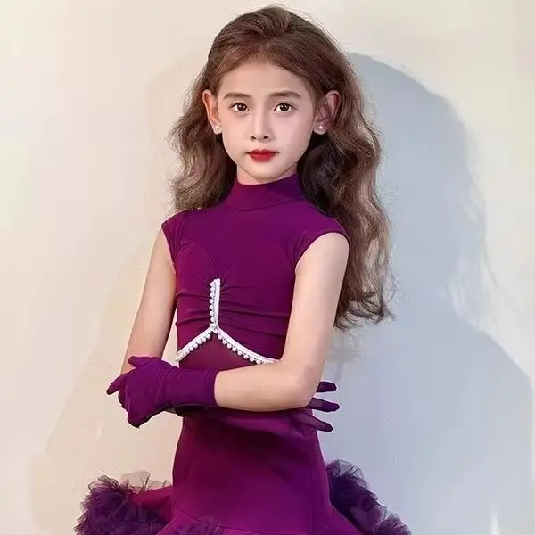 

High-quality Latin dance costumes for girls, new summer children's practice costumes, girls' performance dance costumes