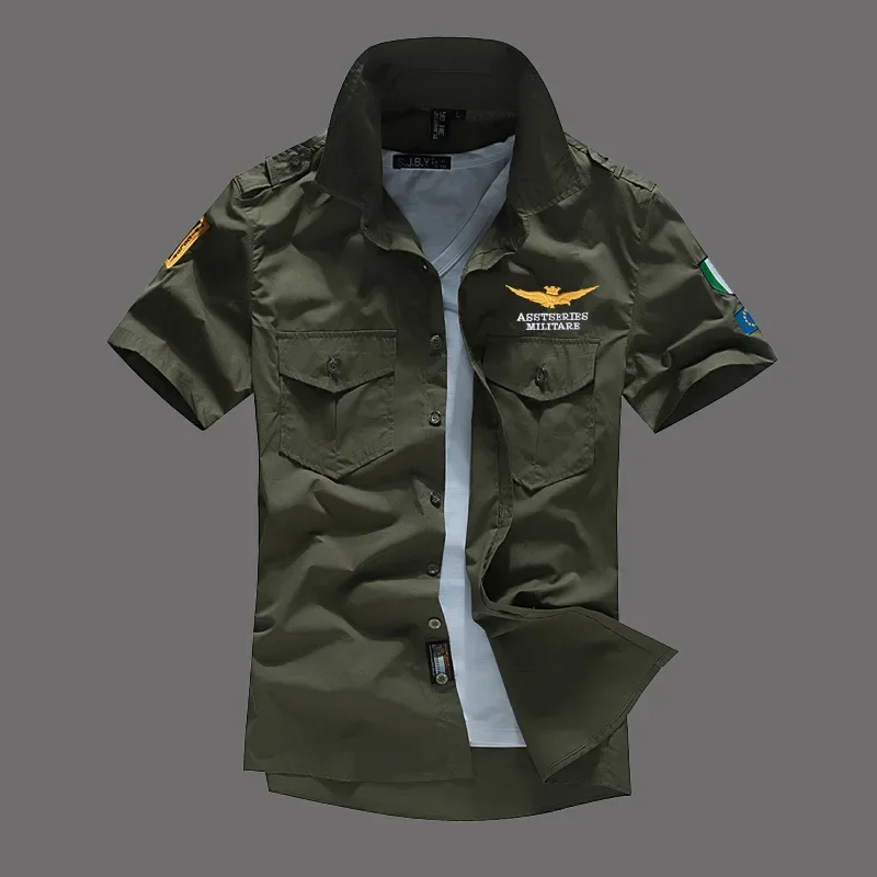 Camicie per scarico estivo uomo US MA-1 maglietta a maniche corte in cotone 101 Airborne Assault Tactical Casual ricamo top 6XL