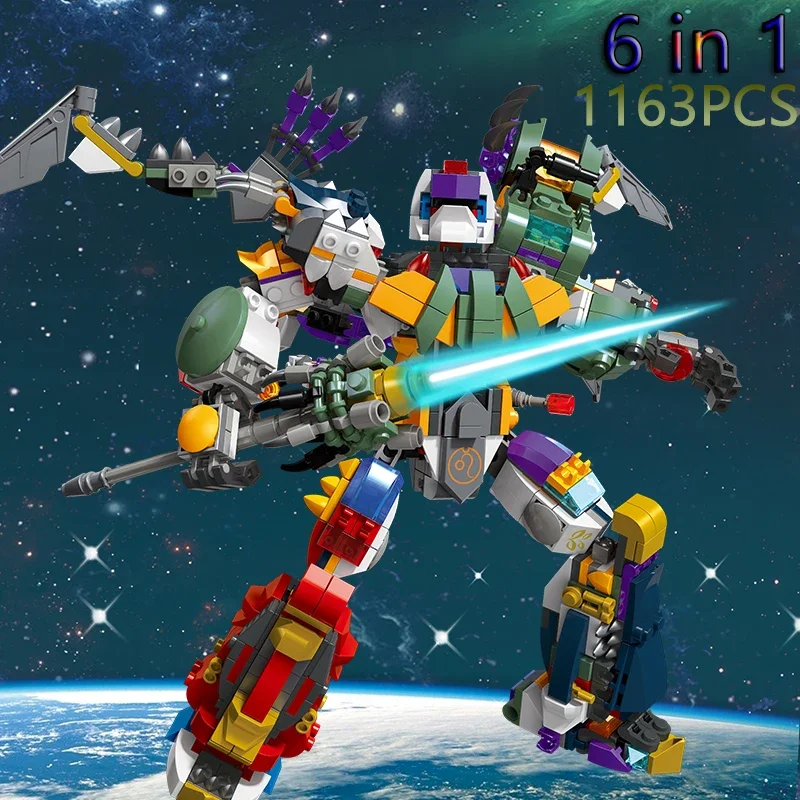 

1163PCS Constellations Mecha Robot Building Blocks 6 In 1 Joint Movable Robot Model Bricks Children’s Educational DIY Toys Gifts
