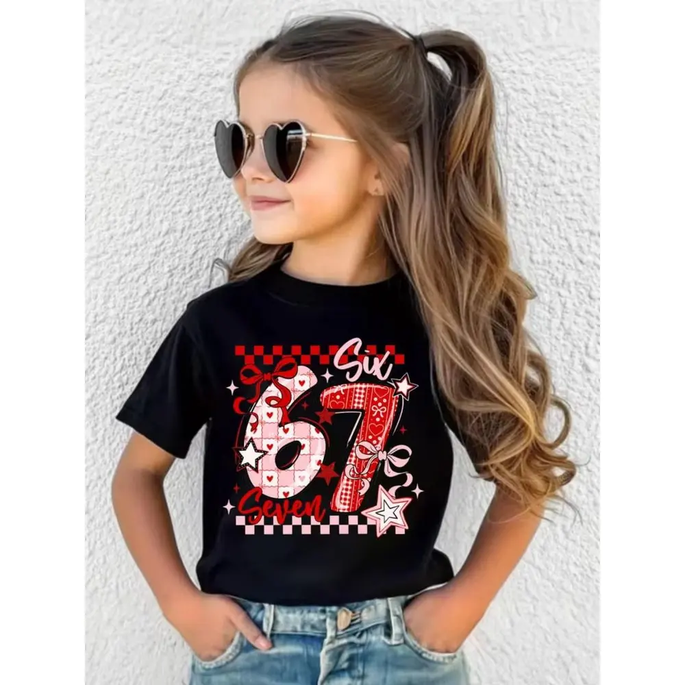 

Kids 67 Themed Colorful Print T-Shirt, Soft Cotton Fabric, Breathable and Comfortable, Ideal for Toddlers and Childrentk0252