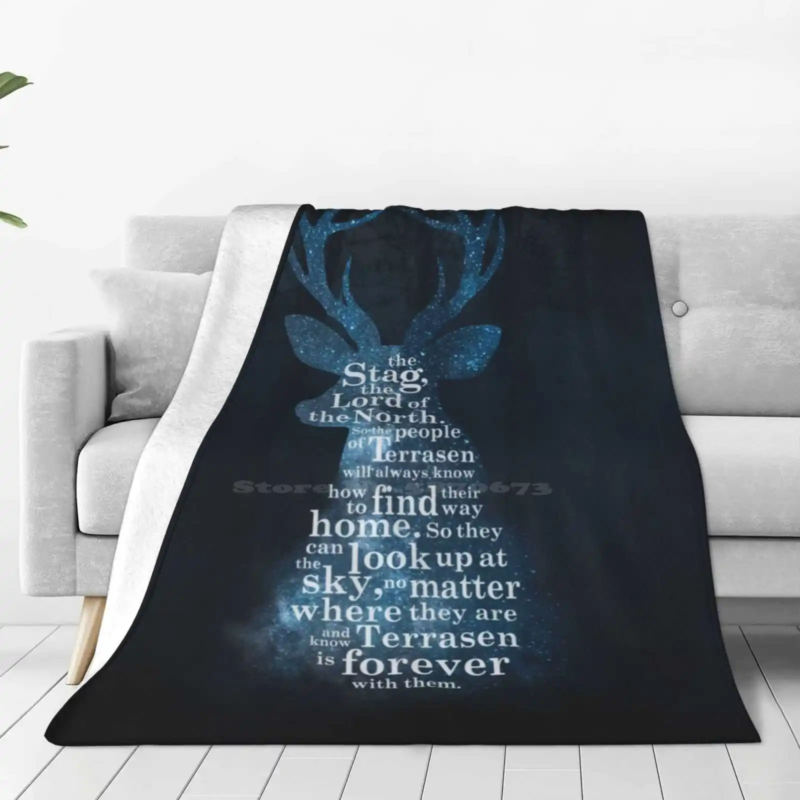 Throne Of Glass-The Stag , The Lord Of The North New Selling Custom Print Flannel Soft Blanket Throne Of Glass Tog Terrasen