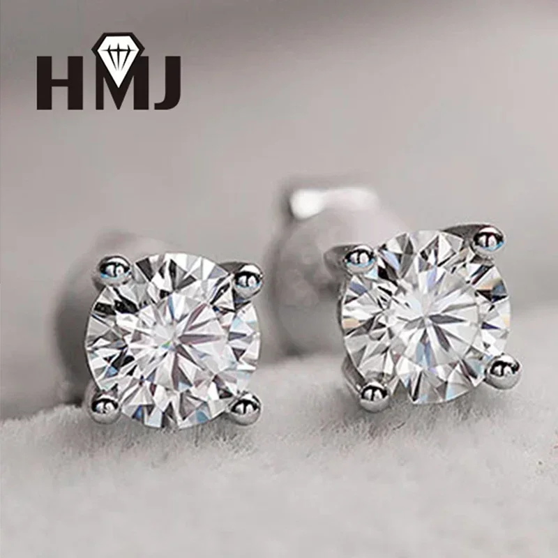 

Diamond-like Moissanite Stud Earrings Real 925 Silver 6 Prongs Elegant Women's Jewelry Gift GRA Certified D Color VVS1
