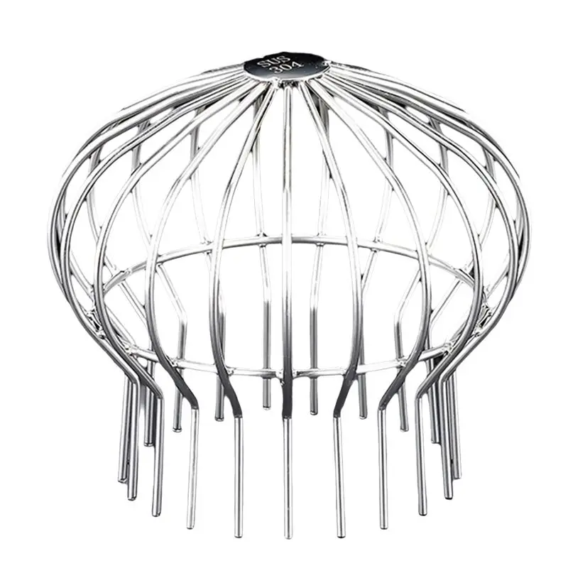AEE8-Stainless Steel Gutter Guard Downspout Gutter Guard Filter Strainer Protection Anti-Clogging Cover Outdoor Patio